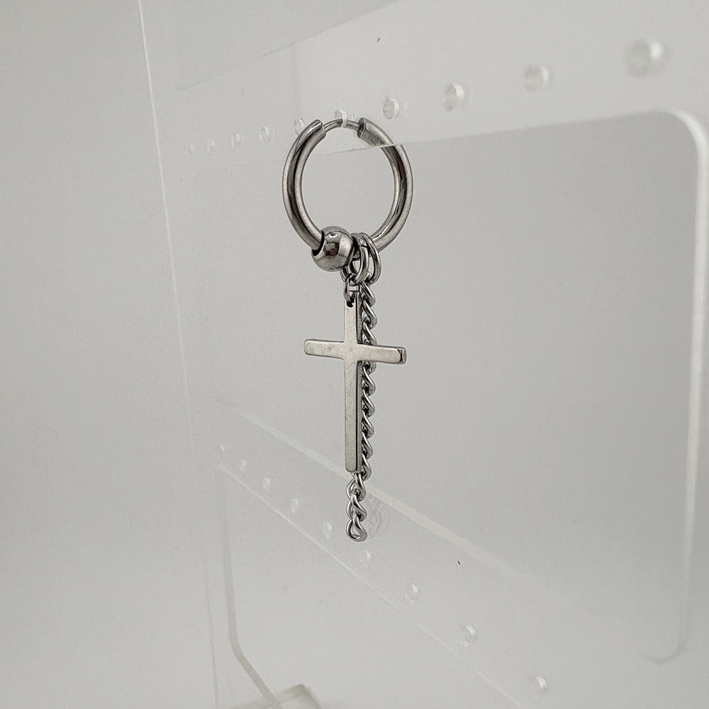 YEH 014 ［サージカルステンレス］十字架ワンタッチピアス