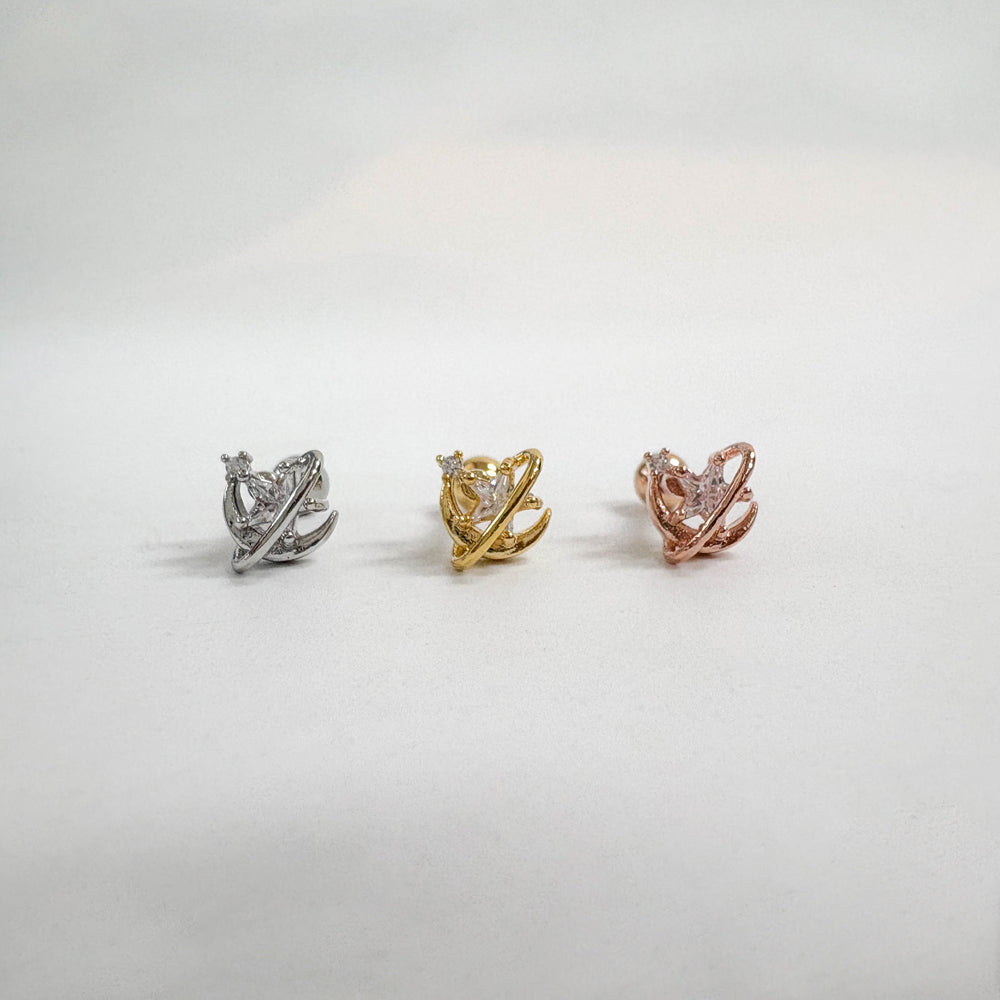 A8 172 ［サージカルステンレス］月＆星＆天の川ピアス