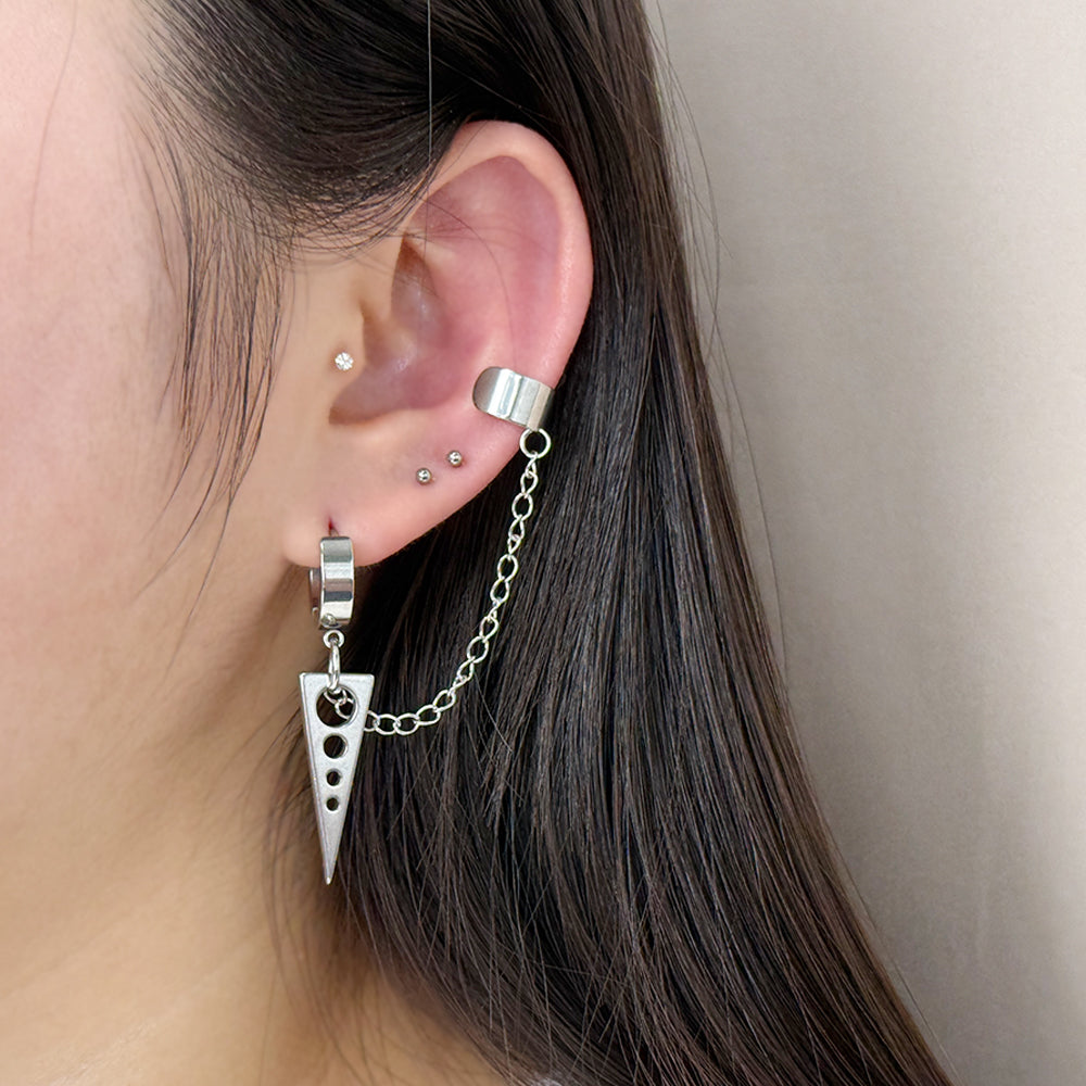 YEH 004 ［サージカルステンレス］スチールリングドロップワンタッチピアス