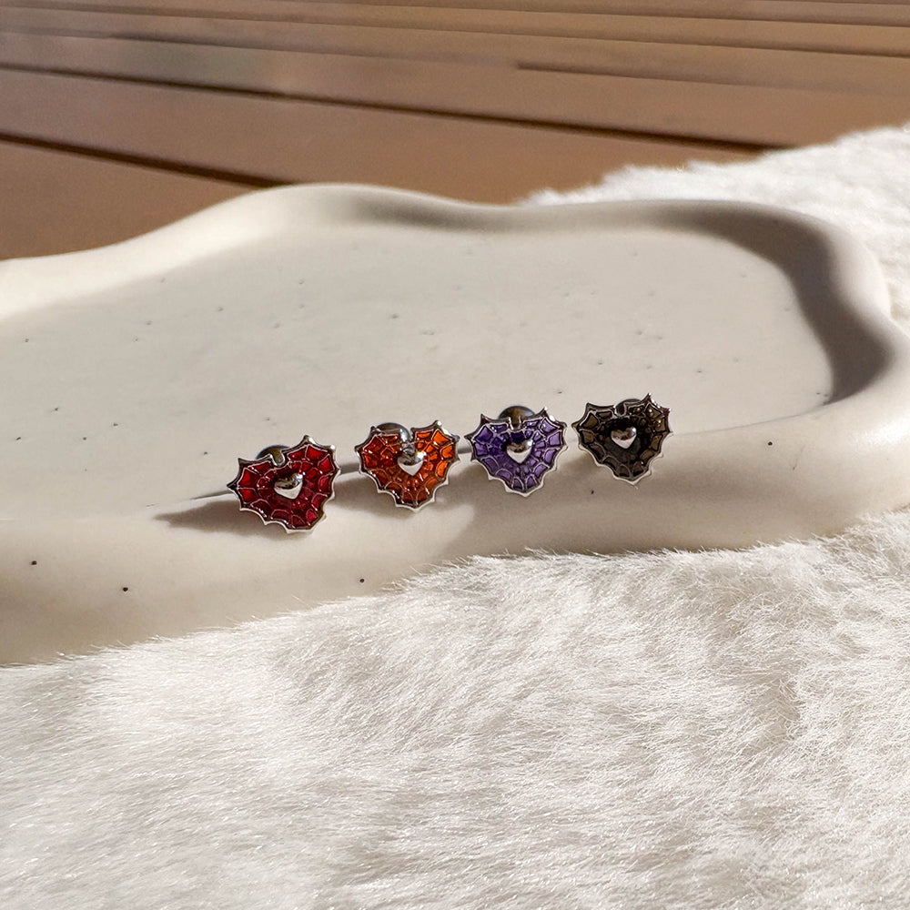 A5 279 ［サージカルステンレス］ハートスパイダーピアス