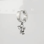 YEH 020 ［サージカルステンレス］キュービック蝶々リングワンタッチピアス