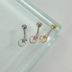 MN 171 ［サージカルステンレス］シンプルキュービックストーンハートピアス