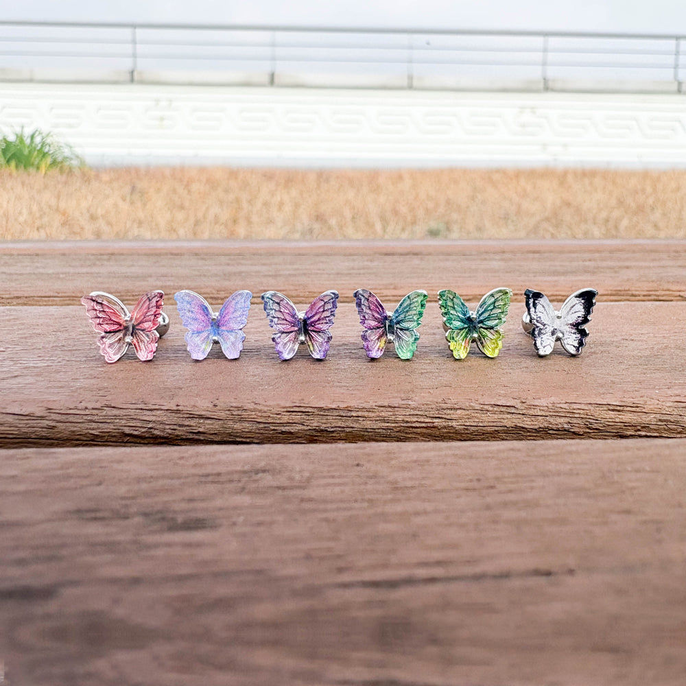 A5 175 ［サージカルステンレス］アクリル蝶々グラデーションピアス