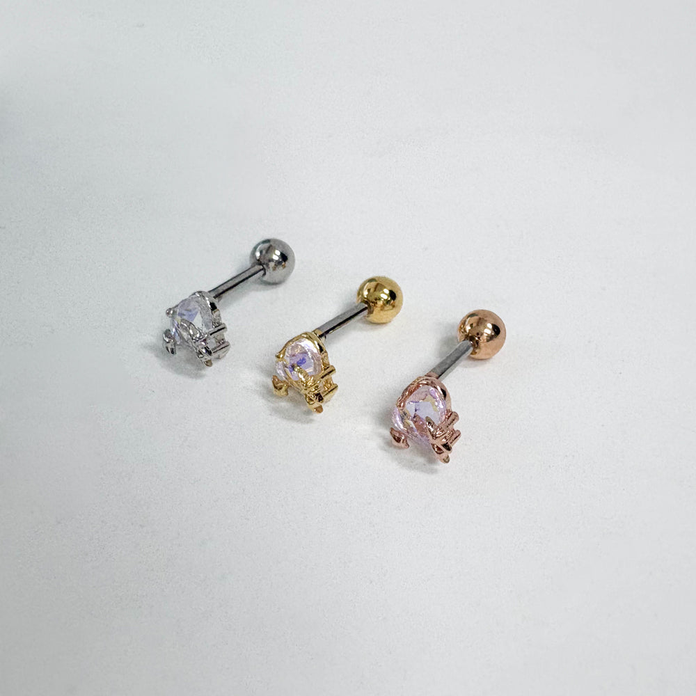 A5 293 ［サージカルステンレス］ツインクルスターキュービックハートピアス