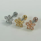 MN 016 ［サージカルステンレス］キュービックフラワーピアス