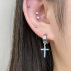 YEH 009 ［サージカルステンレス］十字架スチールドロップワンタッチピアス