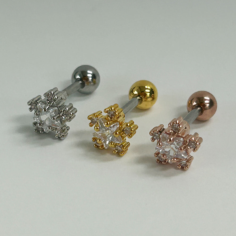 MN 066 ［サージカルステンレス］キュービック花＆星ピアス