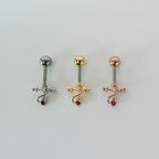 A8 272 [サージカルステンレス ]　三色十字架ピアス