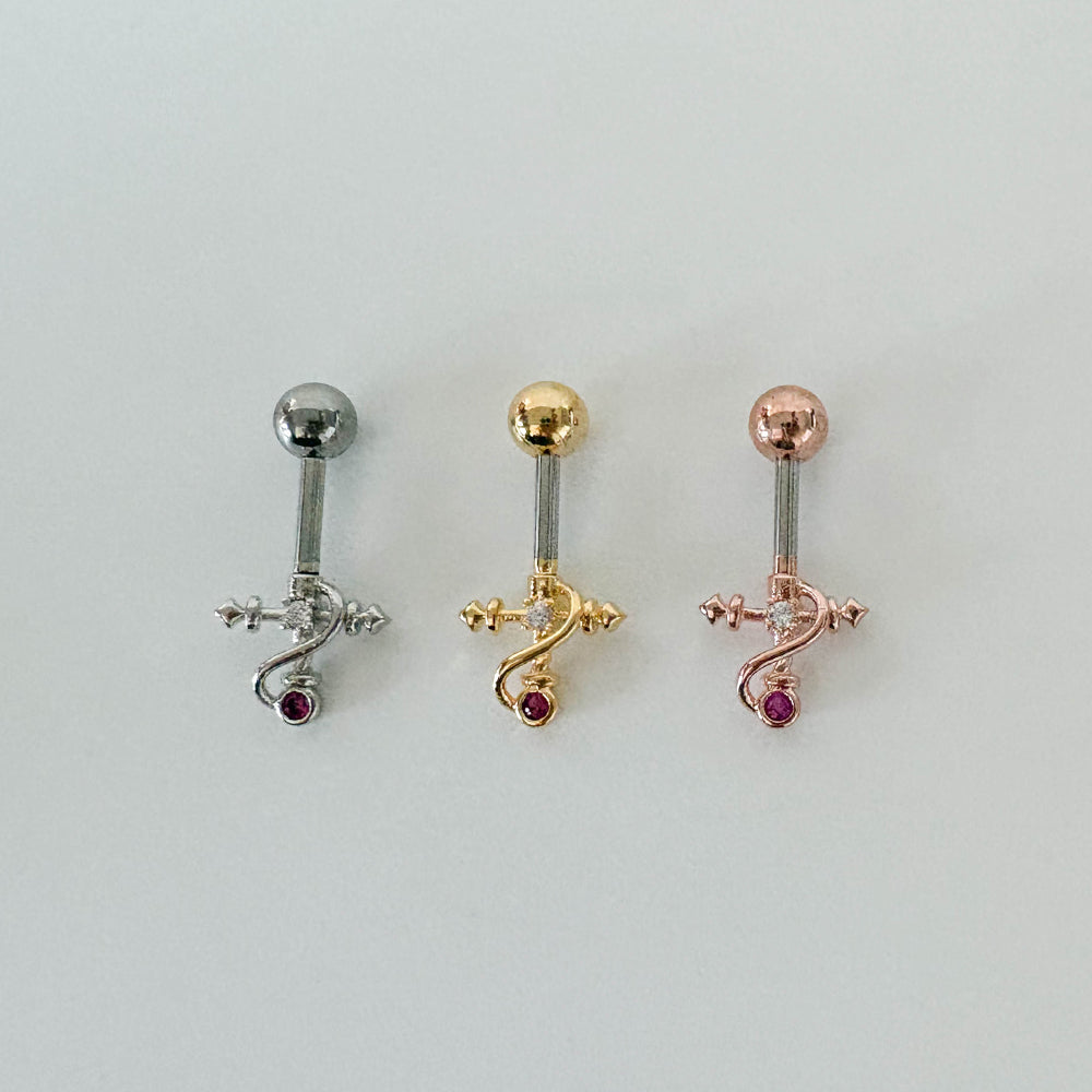 A8 272 [サージカルステンレス ]　三色十字架ピアス