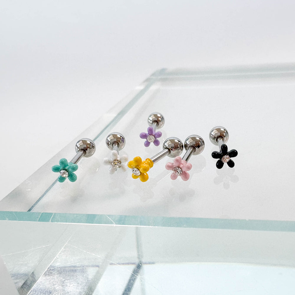 A8 203 ［サージカルステンレス］ポップカラー花ピアス