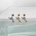 A8 285 ［サージカルステンレス］ドロップ蝶々＆月＆花ピアス