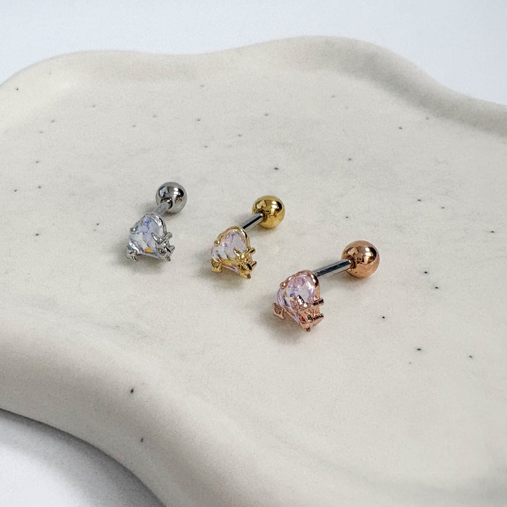 A5 293 ［サージカルステンレス］ツインクルスターキュービックハートピアス