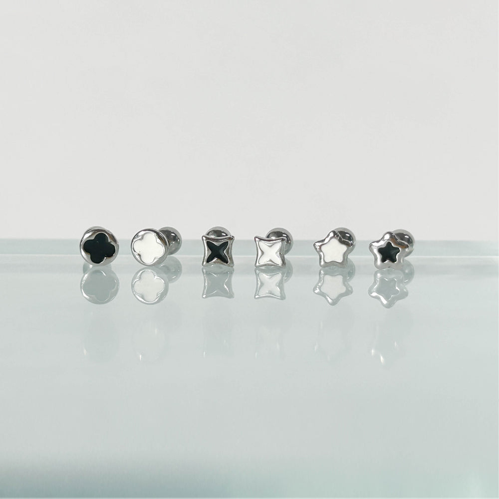 A5 267 ［サージカルステンレス］四角＆丸＆星ピアス