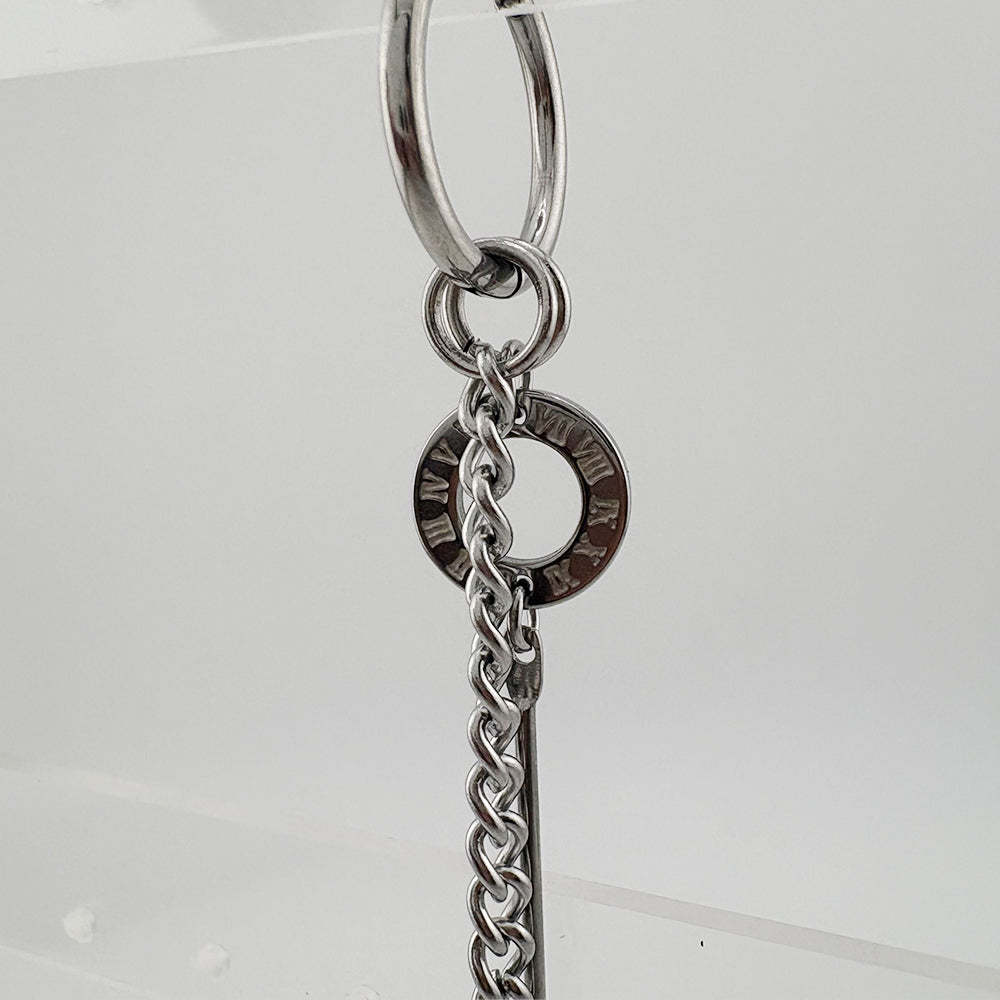 YEH 012 ［サージカルステンレス］チェーンスチールドロップワンタッチピアス