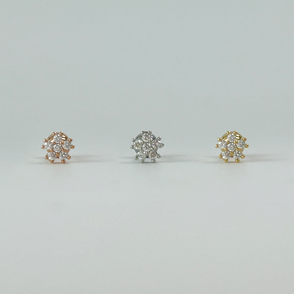 MN 041 ［サージカルステンレス］ミニキュービックお花ピアス