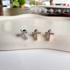 MJ 028 ［サージカルステンレス］キュービック十字架ピアス