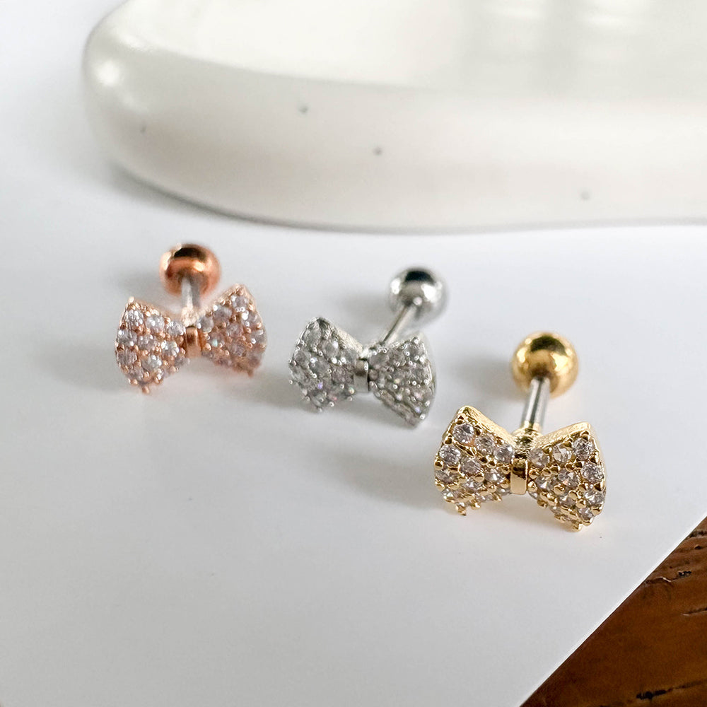 MN 195 ［サージカルステンレス］キュービックリボンピアス