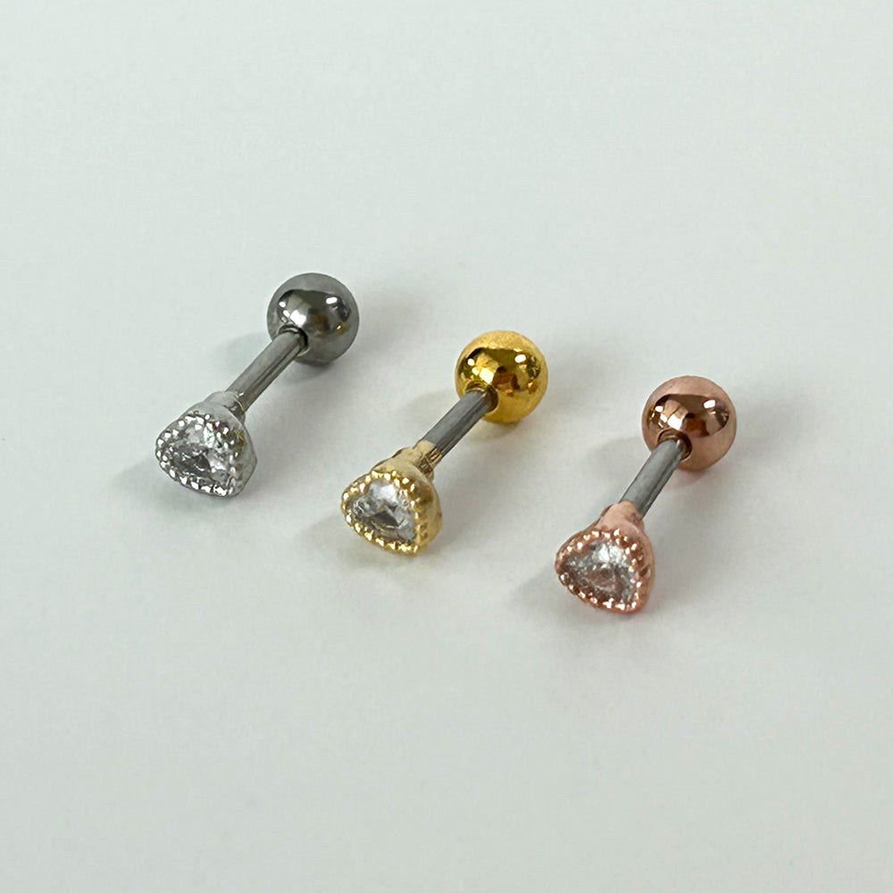 MN 186 ［サージカルステンレス］キュービックハートピアス