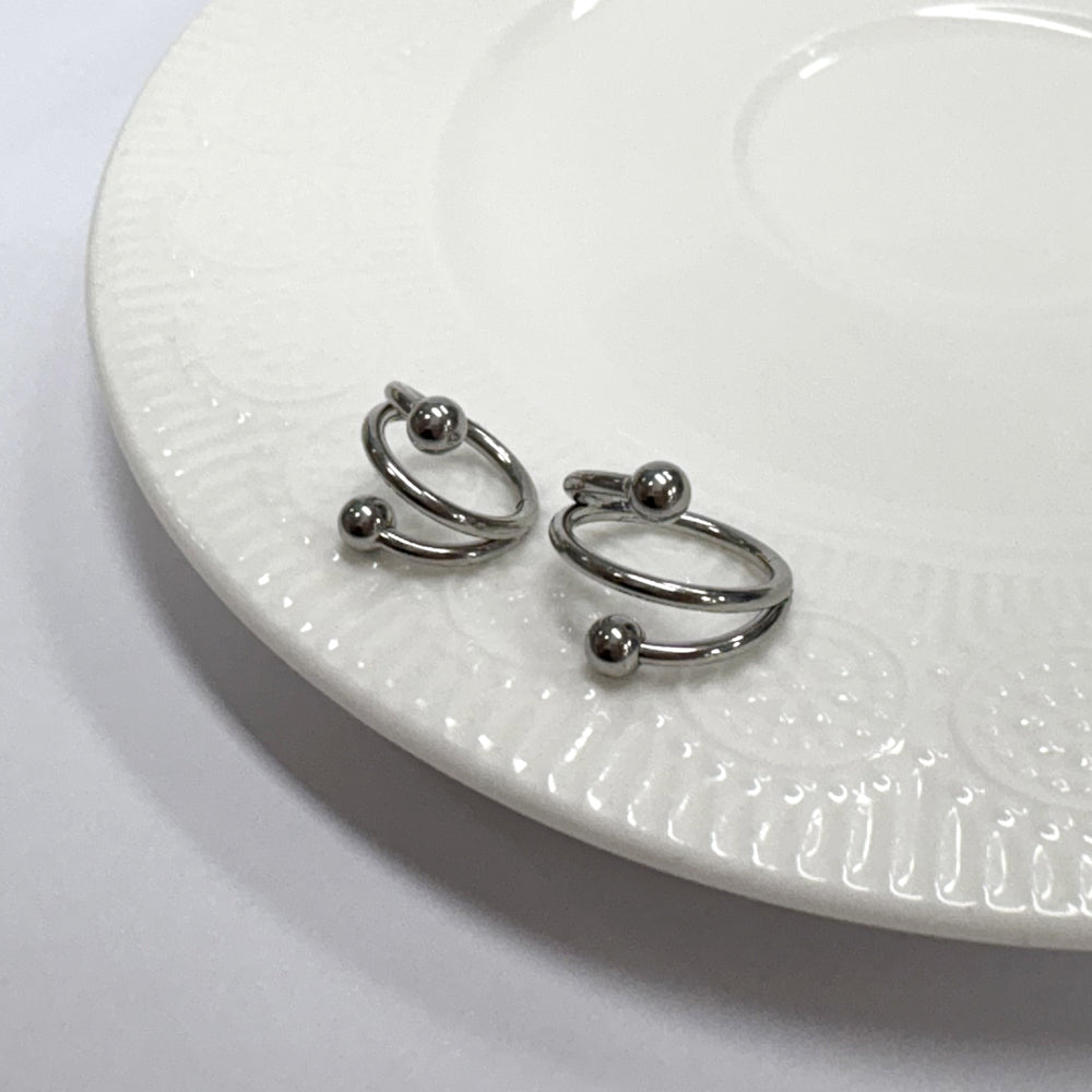 STS 033 ［サージカルステンレス］ツーボールリングピアス