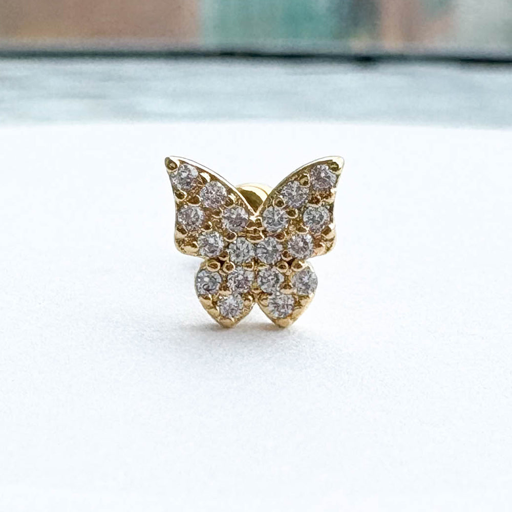 MN 075 [サージカルステンレス] キュービック蝶々ピアス