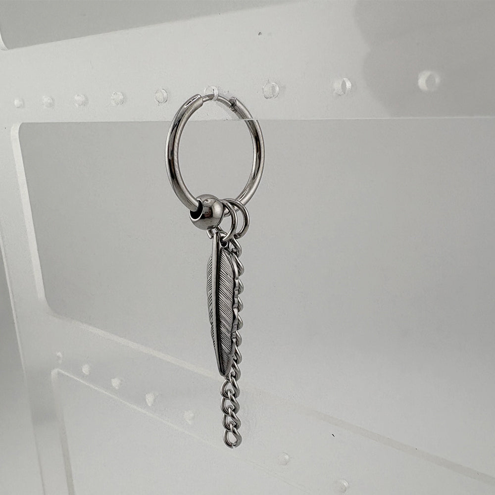 YEH 011 ［サージカルステンレス］羽リングワンタッチピアス