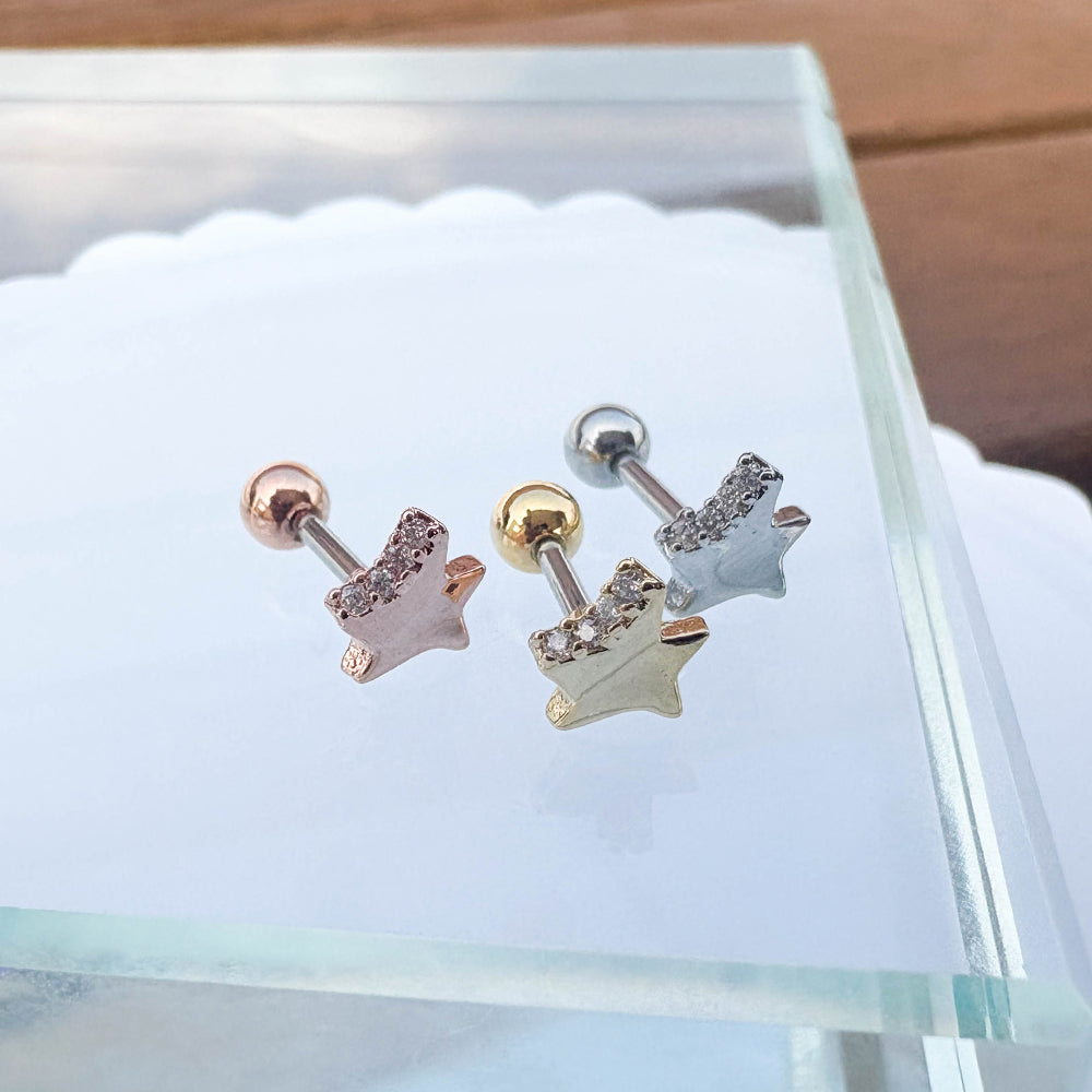 A5 296 ［サージカルステンレス］ストーン星ピアス