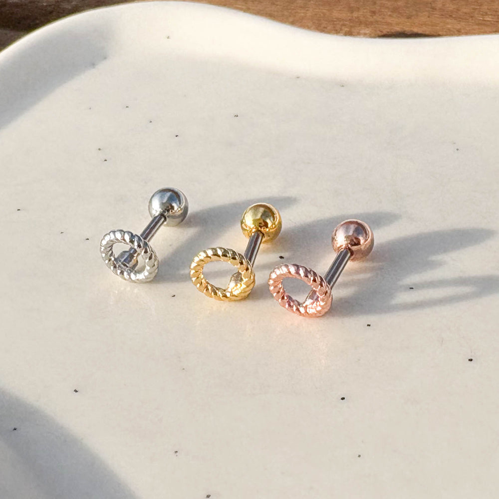 A4 114 ［サージカルステンレス］ ねじりハート＆星＆丸ピアス