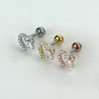 MP 129 ［サージカルステンレス］ラグジュアリーキュービックハートピアス