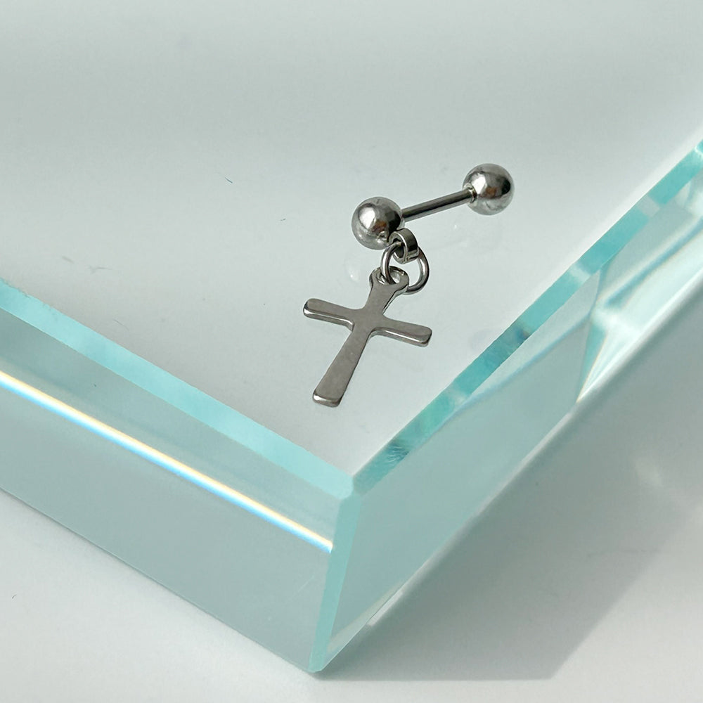 YES 036 ［サージカルステンレス］バーベル十字架ピアス