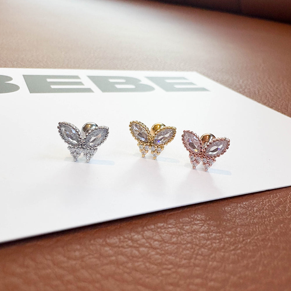 MP 006  [サージカルステンレス]　ストーン蝶々ピアス