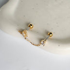 MJ 072 ［サージカルステンレス］ドロップチェーン蝶々ピアス