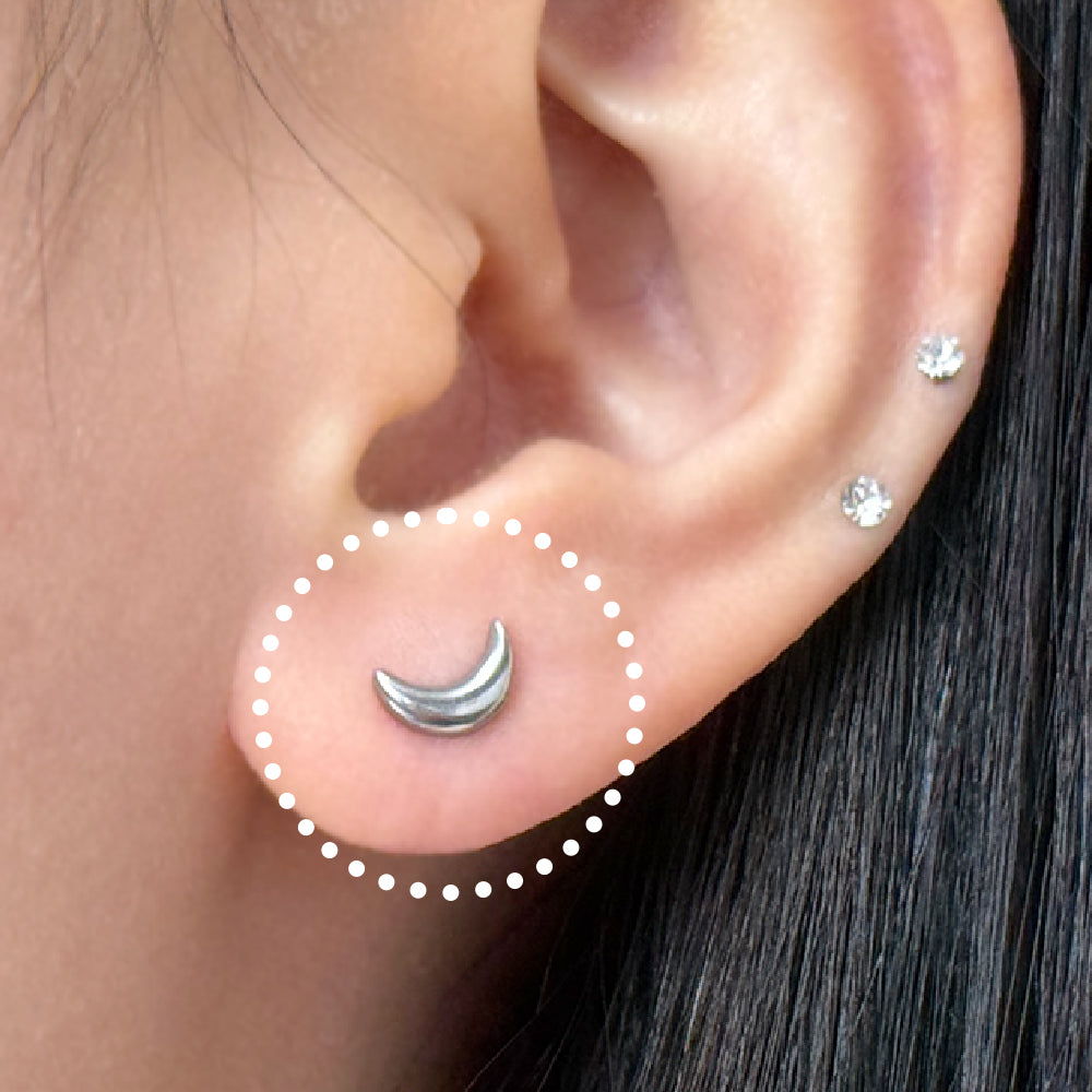 YLR 017 ［サーカルステンレス］月ラブレットピアス