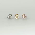 A8 261 ［サージカルステンレス］キュービック四葉のクローバーピアス