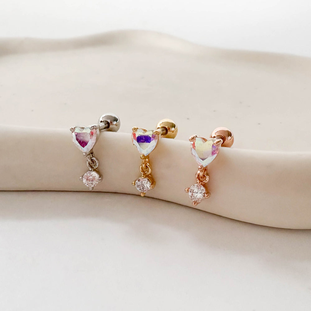 A8 288 ［サージカルステンレス］ハートドロップピアス