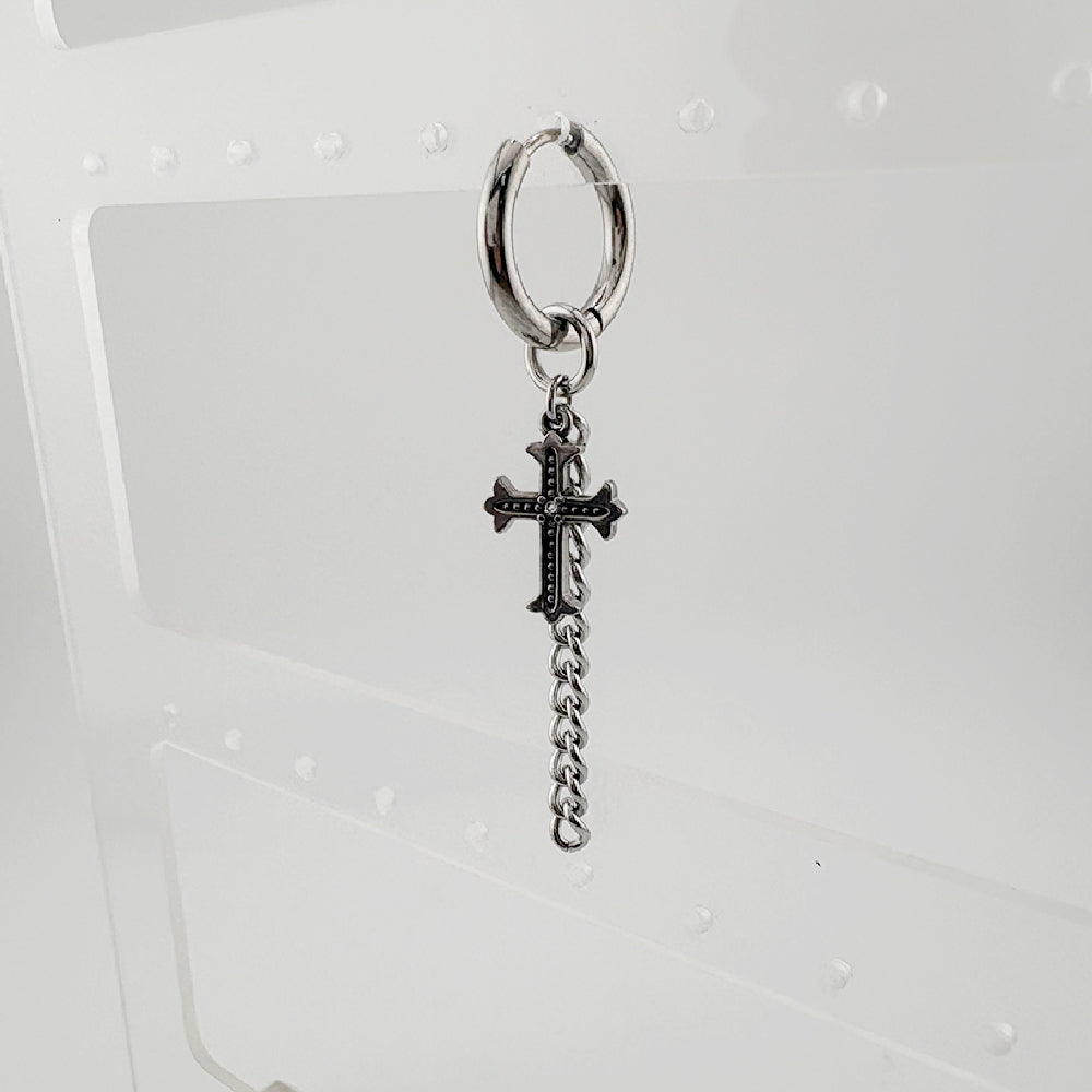 YEH 013 ［サージカルステンレス］ゴシック十字架ワンタッチピアス