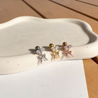 A5 282 ［サージカルステンレス］ダブルストーンドロップリボンピアス