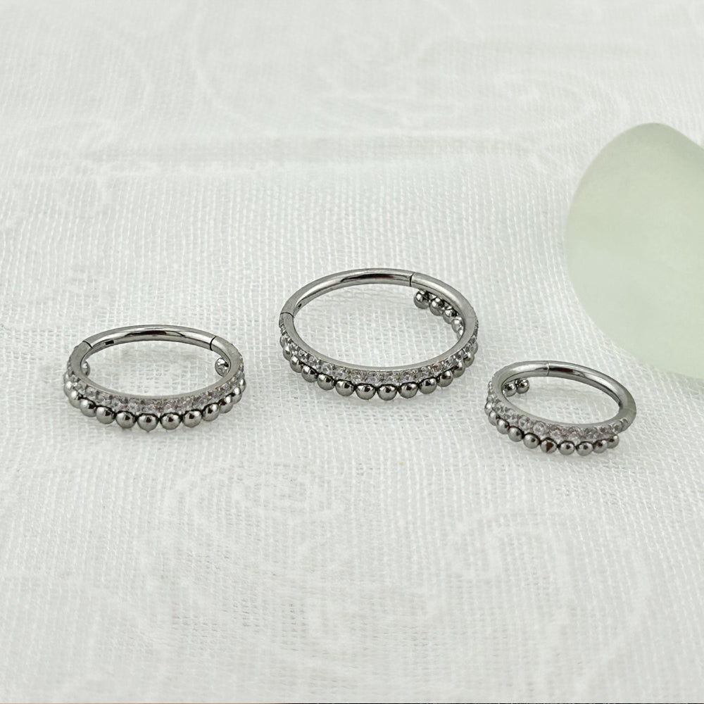 STS 107 [サージカルステンレス] ストーン二重リングピアス