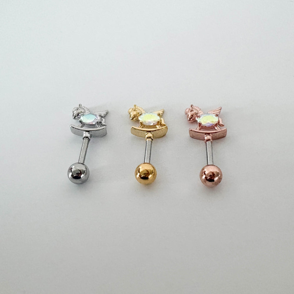 A8 273　[サージカルステンレス] オーロラ木馬ピアス