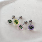 MK 085 ［サージカルステンレス］アクリルボールクローバーピアス