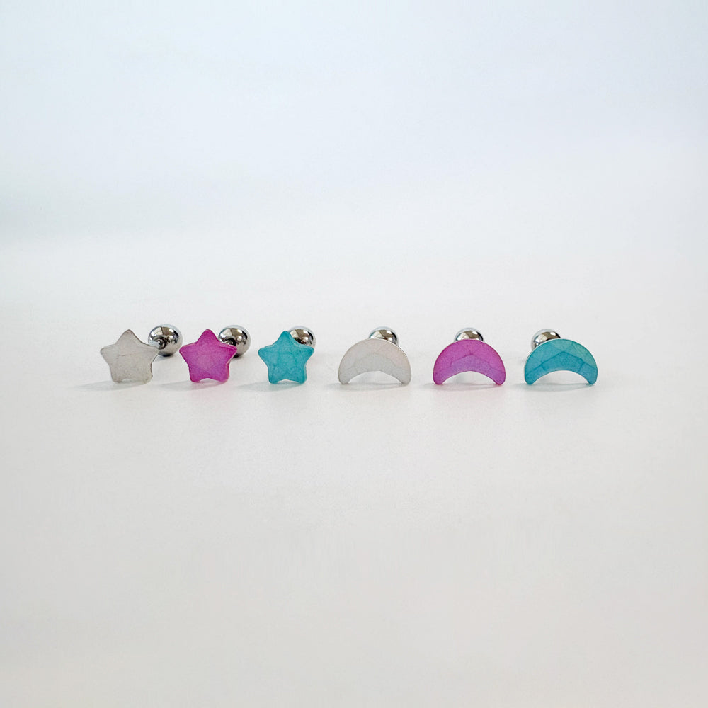 A5 312　[サージカルステンレス] 星＆月ピアス