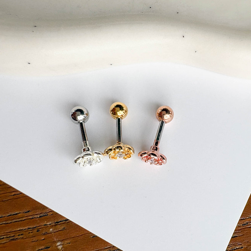 MN 202 ［サージカルステンレス］キュービックお花ピアス