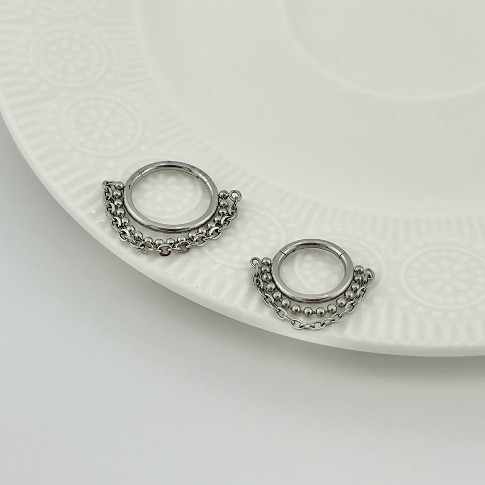 STS 034 ［サージカルステンレス］ボールチェーンリングピアス