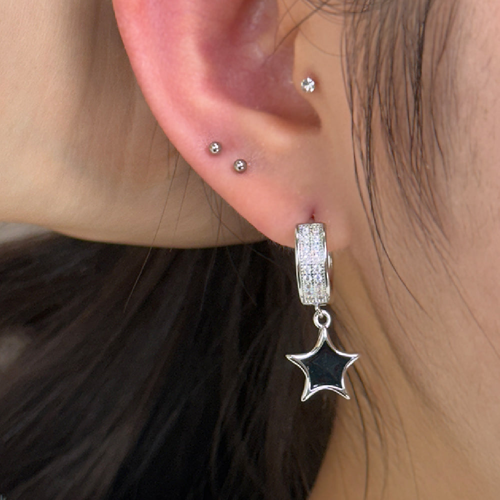 YEH 018 ［サージカルステンレス］星リングワンタッチピアス