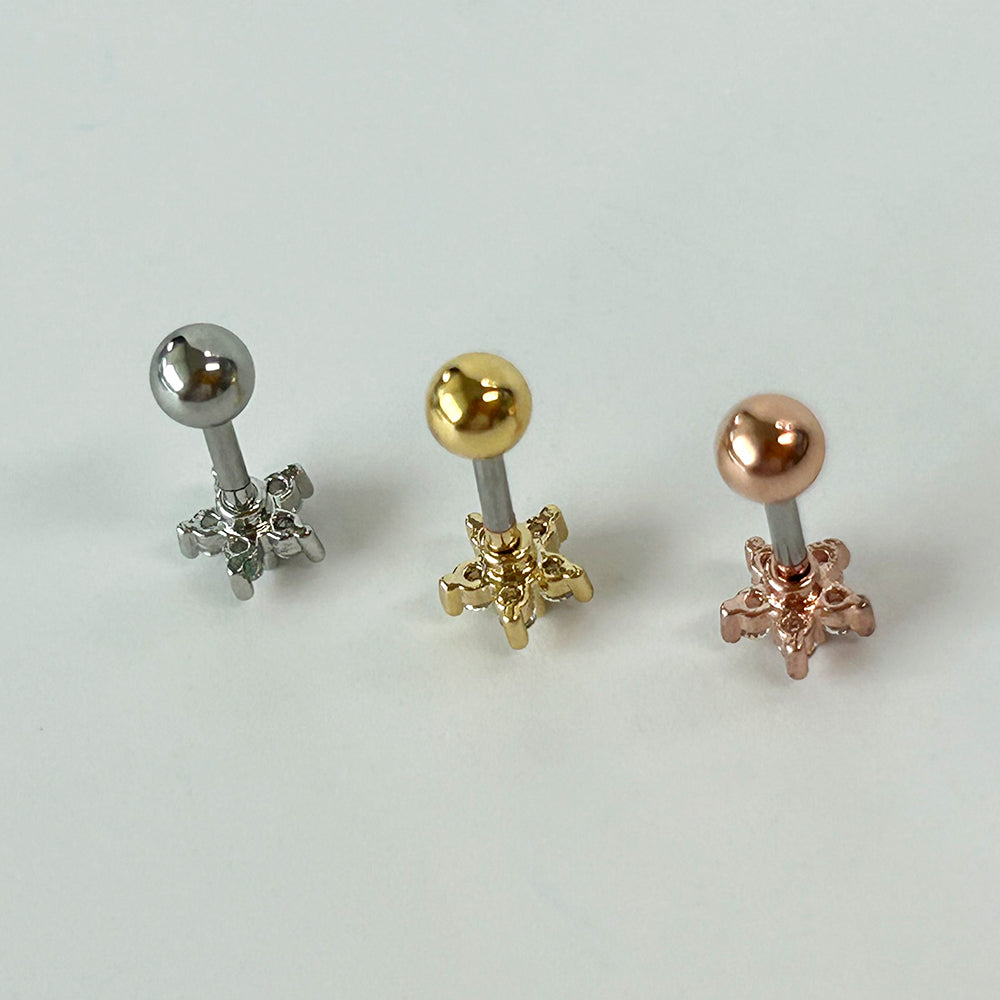 MN 018 ［サージカルステンレス］キュービックフラワーピアス