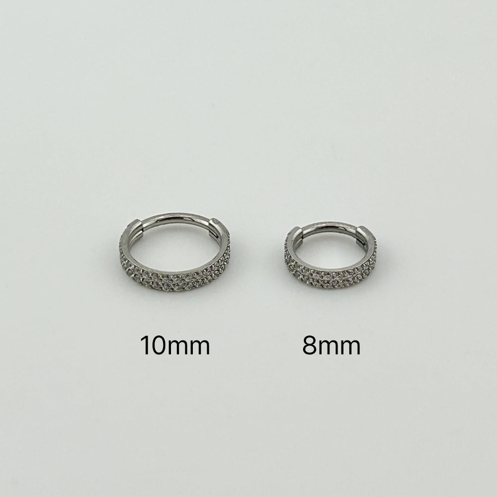 STS 045 ［サージカルステンレス　ダブルストーンリングピアス