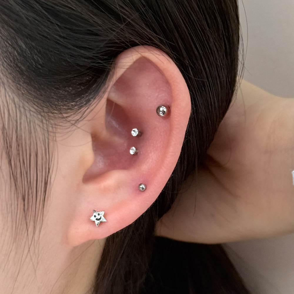 MV 018 [サージカルステンレス ] ミニスマイル星ピアス