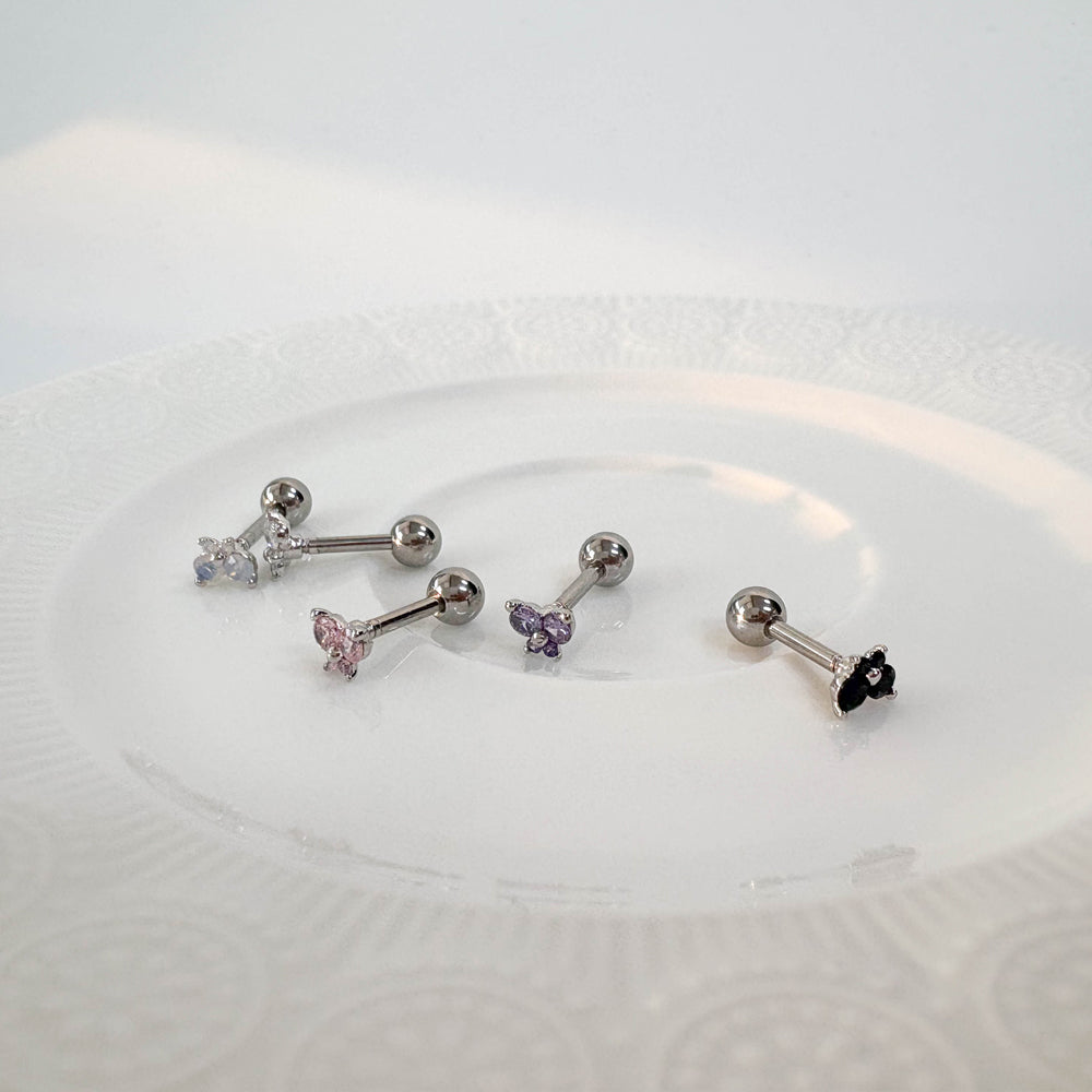 A5 310 　［サージカルステンレス］丸い蝶々ストーンピアス