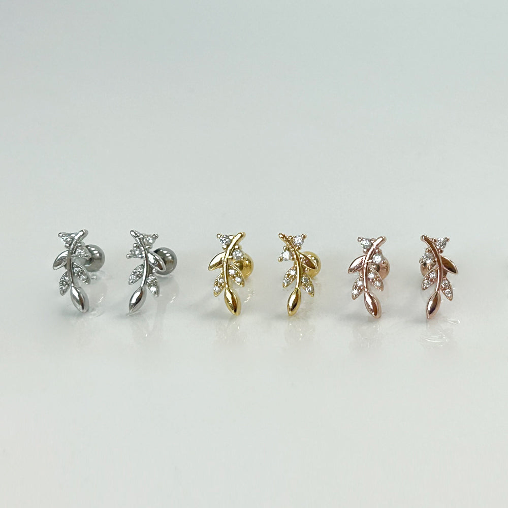 MP 034 ［サージカルステンレス］キュービックタイニーリーフピアス