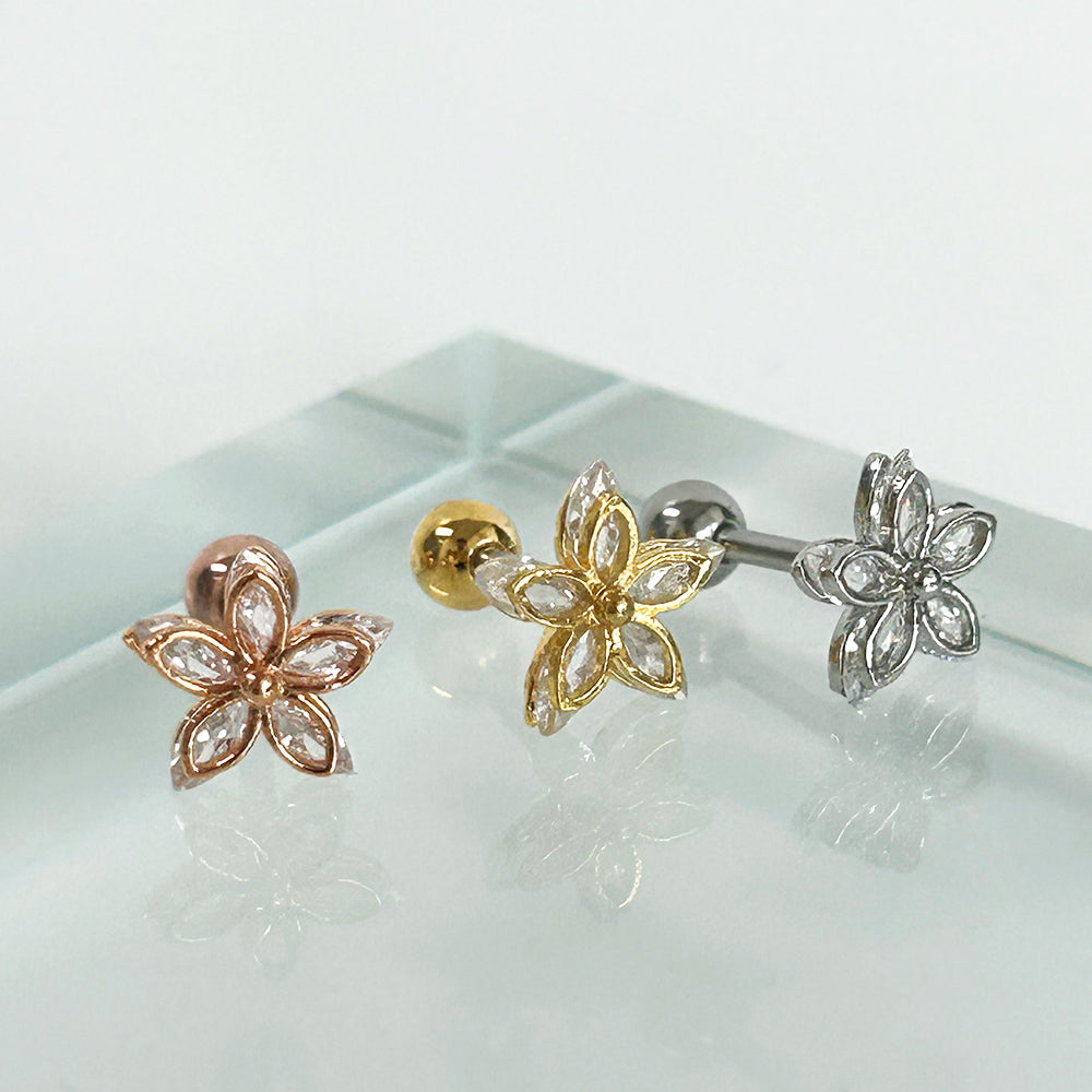 MN 016 ［サージカルステンレス］キュービックフラワーピアス