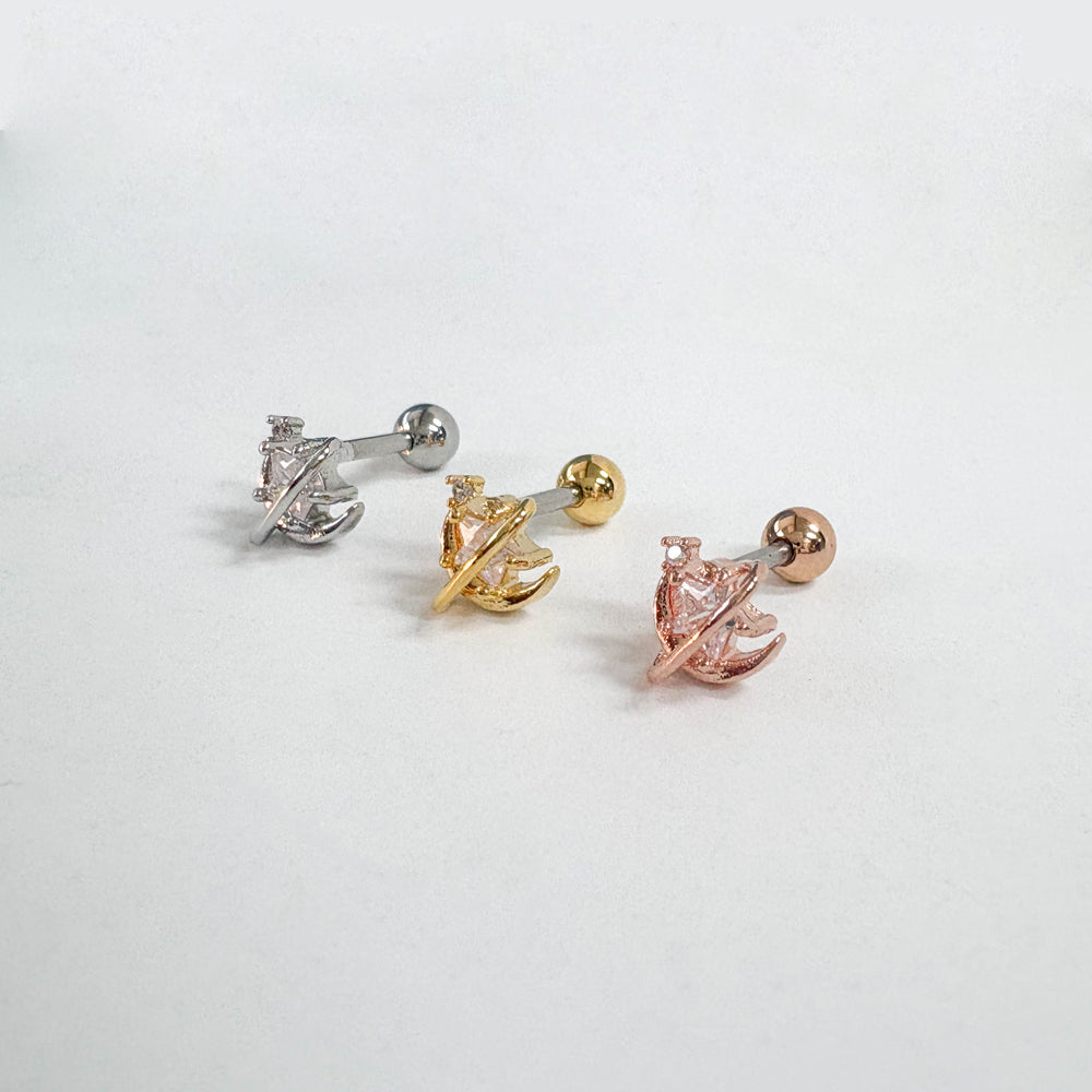 A8 172 ［サージカルステンレス］月＆星＆天の川ピアス